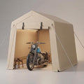 6x6FT Carport, Heavy Duty Motorcycle Shed with Waterproof PE Tarp, Portable Outdoor Storage Shed for Bikes and Firewood, All-Weather Car Shelter with Roll-Up Zipper Door, 6x6FT, Gray