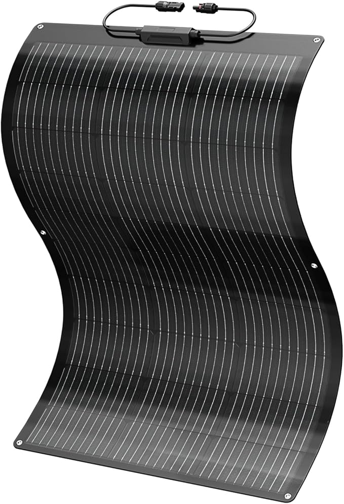 BougeRV Arch 100 Watt Fiberglass Flexible Solar Panel 23% High-Efficiency, 270° Lightweight Portable Bendable 12 Volts 10BB Mono Cell for RV Camping Home Boat Marine Curve Surface Black