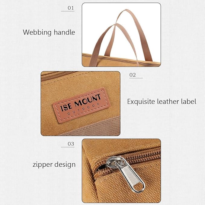 Tent Stakes Bag,Canvas Camping Storage Bags Essentials Accessories Tools Hiking Hunting Gear (Black 40CM)