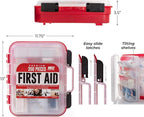 M2 BASICS Professional 350 Piece First Aid Kit, Wall Mountable Dual Layer Hard Case for Business, Home, Car, Vehicle & Work