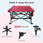 REDCAMP Extra Long Kids Cot for Sleeping 2-7 Years, Portable Travel Toddler Cot Bed with Carry Bag, Lightweight for Outdoor Indoor Home, Wine Red 53''x26''