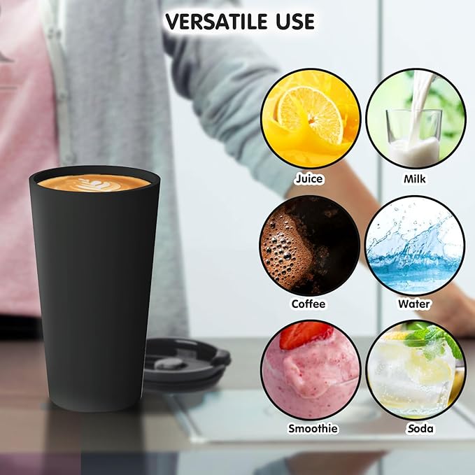 4 Pack Plastic Travel Coffee Mug Set, 20 oz Spill Proof Drinking Cups with Lids, Pobtable to Go Camping Coffee Tumbler Reusable Coffee Mugs with Lids, Dishwasher & Microwave Safe