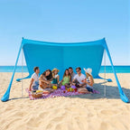 VEVOR Beach Tent Sun Shelter, UPF50+ Sun Protection, 6.6 ft Tall, 11 x 11 ft, Easy Pop Up Beach Canopy with Sandbags, Stability Poles, Sand Shovels, Portable Shade for Family Outings, Camping, Fishing