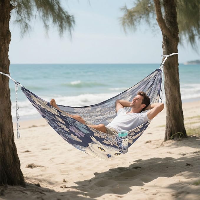 Retro Owl Dark Violet Hammocks for Camping Fabric Hammock for Camping Travel Accessories