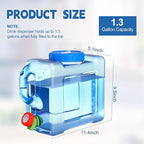 2 Pack 1.1 Gallon Water Container with Spigot Portable Water Tank for Camping No Leakage Watering Dispenser Jug with Tap for Road Trips Outdoor Hiking Emergency Storage Vehicle Picnic Home