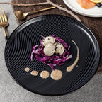 Ceramic Tableware Hotel Restaurant Black and White Grain Plate Vertical Stripes Private Room Dishes