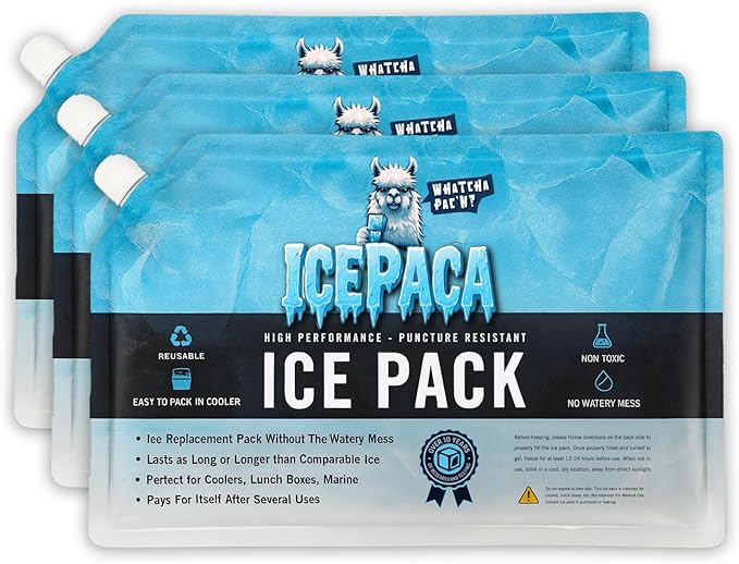 Ice Pack for Coolers, (3 Pack) High Performance, Reusable Long-Lasting Cold Pack for Lunch Boxes, Camping, Travel & Marine Use – Non-Toxic, Leakproof, No Watery Mess