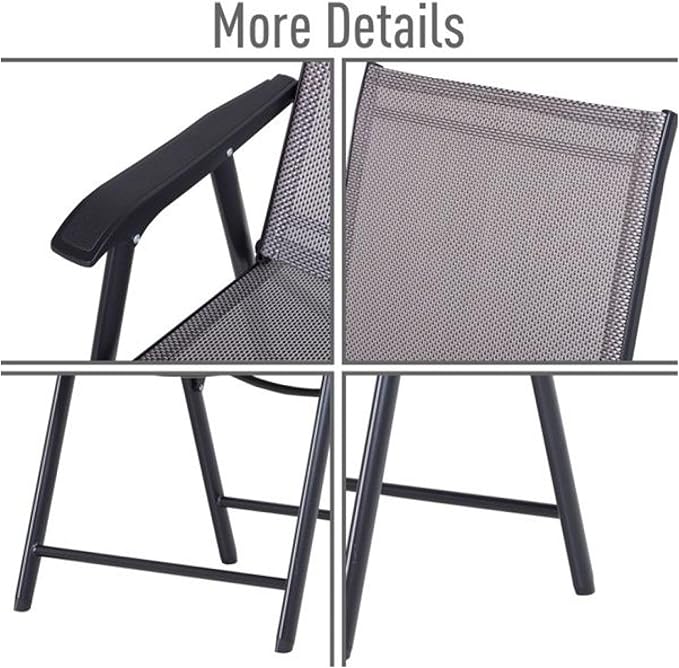 Folding Camping Chairs Set of 4, Portable Outdoor Chairs with Armrests - Heavy Duty Steel Frame, Breathable Mesh, Easy Carry for Camping, Fishing, Concerts