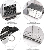 REDCAMP Wood Burning Folding Camp Stove Stainless Steel Grill and Pot Stand, Portable Collapsible Backpacking Stove Survival Rocket Stove for Hiking Outdoor Tent Camping Picnic, Largel with Pot Stand