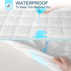 Queen Air Bed Mattress Pad with 15-24 Inch Deep Pockets - Waterproof Protector for Warm Sleep & Cold Air Insulation,Perfect for Camping, Guest Bed, Pets & Overnight Visitors-White