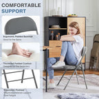 DUMOS 2 Pack Folding Chairs with Padded Cushion and Back - PU Leather Stackable Portable Dining Chiars Set, for Home and Office, Conference, Wedding, Party, Patio, Garden, for Indoor Outdoor, Grey