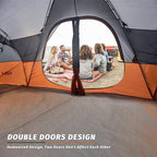 UNP Camping Tent 10-Person-Family Tents, Parties, Music Festival Tent, Big, Easy Up, 5 Large Mesh Windows, Double Layer, 2 Room, Waterproof, Weather Resistant, 18ft x 9ft x78in