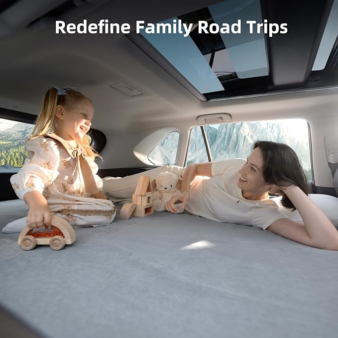 AutoLevel TPU Backseat Foam Mattress for Toyota RAV4, 4-inch Foam Camping Mattress & Slope-Cancel Layer, Inflatable SUV Car Bed with Portable Built-in Rechargeable Pump for Road Trip Sleeping