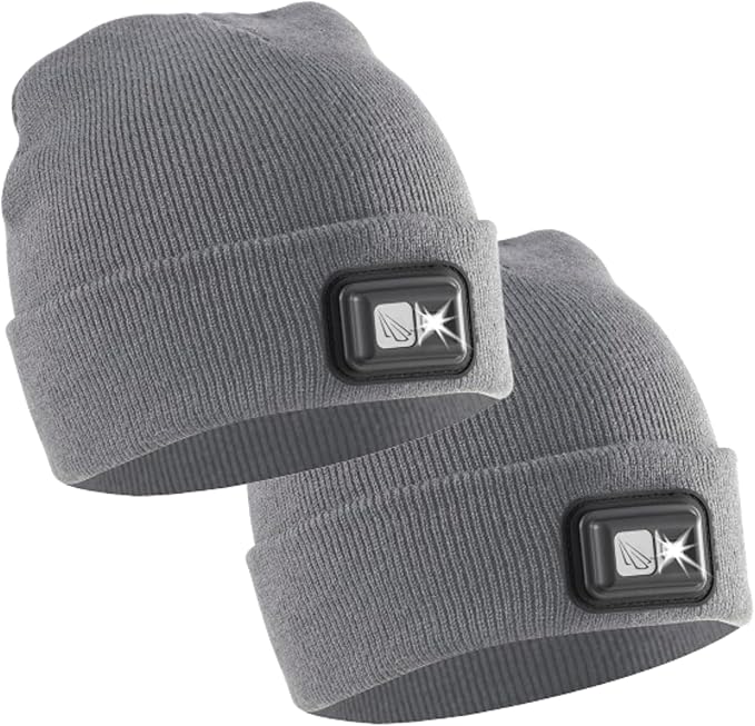 POWERCAP LED Hat Light 150 Lumens Rechargeable Fleece Beanie with Bright Built-in Headlamp Waterproof LED Warm One Size Cap