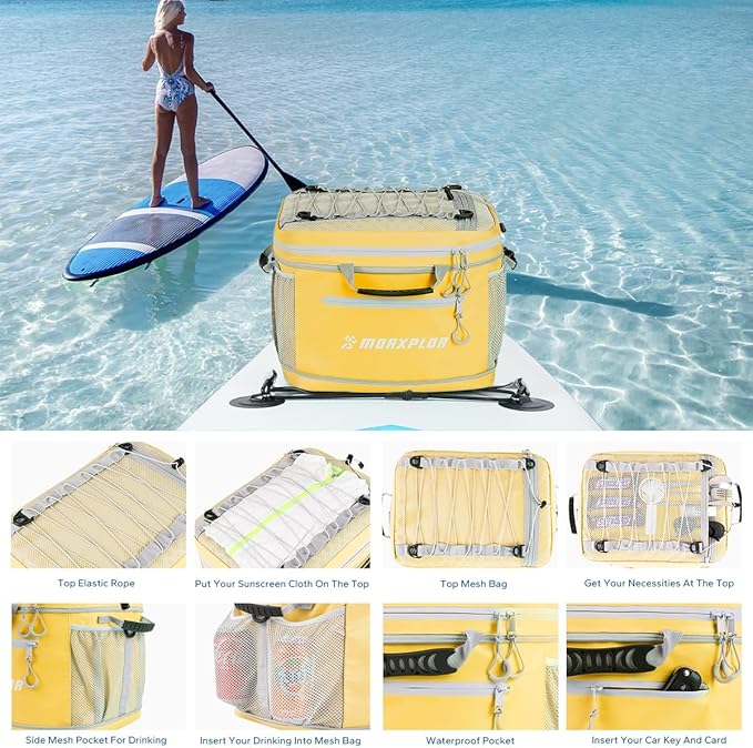 Waterproof PVC Material Paddleboard Cooler Deck Bag,40 cans Sup Deck Cooler Bag,Cooler Bag for Paddleboard,Lunch Box Cooler Insulated Bag,Camping Cooler Bag,Kayak Cooler Bag