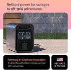 Enphase IQ PowerPack 1500 with 200 W IQ Portable Panel, 1500 W LFP Battery, 75-Min Fast AC Recharge, UL-Certified Solar Generator for Home Backup, Camping, Power Outage Essentials