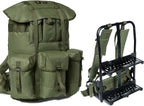 Military ALICE Pack Large Size with 2pcs Support Shelf – Tactical Rucksack with Expandable Straps, Aluminum Quick-Release Buckles, and Enhanced Waist Support – US Logo, Army Green