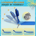 WLIVE Beach Lounge Chair for Adults, 4-Position Folding Tanning Chairs with Face Hole, 2 Legs Support Portable Outdoor Chair for Beach, Pool, Blue