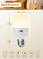 Minetom E26 Rechargeable Light Bulbs with Remote and Timer, Battery Backup Bulb with 12 Colors and Brightness Dimmable, 2300mAh 40W Equivalent LED Light Bulbs for Lamps Sconces Camping, 2 Pack