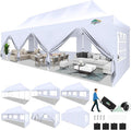COBIZI Canopy Tent 10x30 Pop Up Canopy with 8 Removable Sidewalls Party Tents for Parties Wedding Patio Commercial Waterproof and UV50+ Ez Outdoor Instant Gazebo with Roller Bag & 4 Sandbags（White
