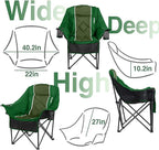 Oversized Camping Chair for Adults - Heavy Duty 400 lbs Padded Folding Chair with Wine Glass Holder, 2 Cup Holders & Side Pockets, Portable Carry Bag for RV, Tailgating, Lawn