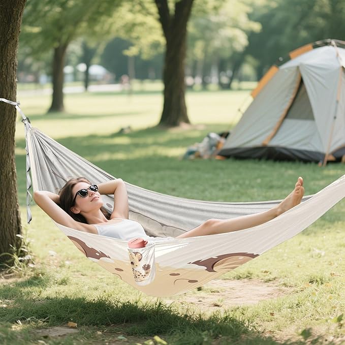 Small Leopard Snowman Camping Hammocks with Hanging Rope Indoor Hammock for Outside Beach Patio Garden