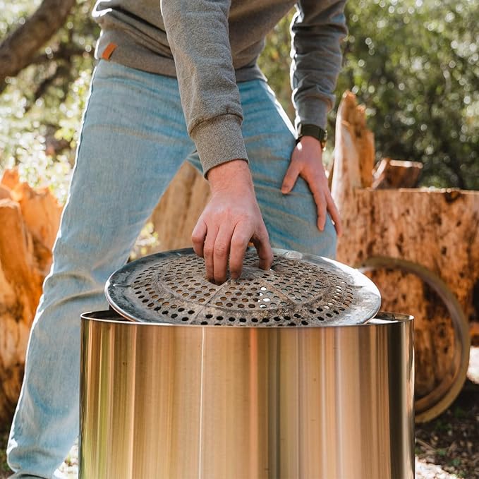 Solo Stove Bonfire 19.5" Smokeless Fire Pit with Removable Ash Pan | Portable Outdoor Fire Pit | Stainless Steel - Wood Burning Lightweight Fireplace | Ideal for 4-6 People, 20 lbs, Mulberry