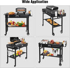 BBQ Cart for Blackstone Griddle 22 & 17 Inch | Portable Rolling Prep Table with Storage Shelf & Lockable Wheels for Outdoor Cooking & Camping