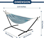 Double Hammock with Steel Stand - 2 Person Hammock Bed Indoor Outdoor, Brazilian-Style, with Carry Bag, 450lb Capacity, Portable & Easy Assembly, Ocean