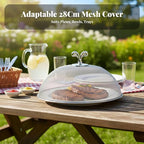 Stainless Steel Mesh Food Cover Plate Serving Cover Multifunctional,Sturdy,Utility,Portable Protector for Home Daily Use, Diameter 28 cm