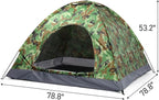 VINGLI Camouflage Camping Tent, Portable Dome Tent for 3/4 Person with 78L”x 78W”x 53H”Waterproof Nylon Oxford for Hiking, Climbing, Camping, Backpacking