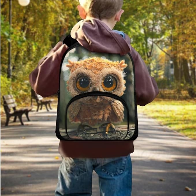 Owl Backpack for Boys 4-6 Toddler School Backpack 3-4 Boys with Lunch Bag and Pencil Case Lightweight Hiking Rucksack for Travel Back Bags with Water Bottles Pockets