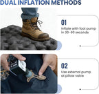 ONETIGRIS Blackcrystal Sleeping Pad, Ultralight Camping Sleeping Pad with Pillow Built-in Foot Pump Inflatable Sleeping Mat Compact for Camping Backpacking Hiking Traveling Tent