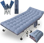Oversize XXL Camping Cot with Comfortable Mattress for Adults Extra Wide Cots for Sleeping with Carry Bag Folding Cot Camping Bed 79" L x 32" W x 18" H Heavy Duty Indoor Outdoor