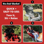 CITYBONFIRES The Chair Blanket – Reversible, Waterproof & Polar-Lined - Stretchable Elastic Back - Original Patio Chair Cover – Ideal for Homes and Outdoor Furniture- with Carry Pouch – Gray Plaid