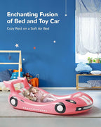 QPAU Blow up Inflatable Toddler Travel Bed with Sides, Toddler Air Mattress for Camping, Traveling, Hotel, or Home Use, Hand Pump Included (Pink)