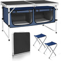 CampLand Outdoor Folding Table Aluminum Lightweight Height Adjustable with Storage Organizer for BBQ, Party, Camping