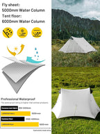 LANSHAN 2 Person Ultralight Backpacking Tent White with 2-Person Tent Footprint
