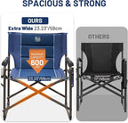 Timber Ridge XXL Oversized Directors Chair 600lbs - Heavy Duty Camping Chair with Cooler Bag & Table, Portable Folding Chair with Wide Seat for Tailgating, Patio, Outdoor - Blue
