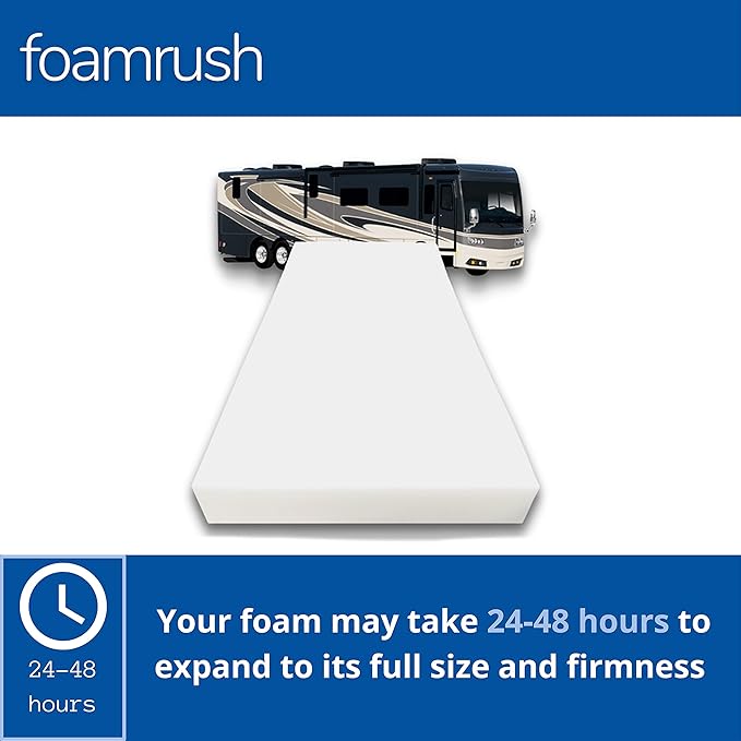FoamRush 4" x 39" x 80" Bunk, Camping Cot High Density RV Mattress Replacement, Firm, Pressure Relief, Travel Camper Trailer Truck, Made in USA, CertiPUR-US Certified, Cover Not Included