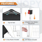 EAGLE PEAK Commercial Canopy 10x10 Pop Up Canopy Tent with 1 Sidewall, Easy Setup Heavy Duty Instant Event Shelter for Vendors & Markets, Outdoor Sun Shade, Black