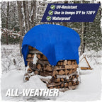 RUGGED RHINO All Weather 100% Waterproof Heavy Duty Tarp, 2 Pack, UV Temperature Resistant Tarps, High Durability Multipurpose Cover, for Home Outdoor Winter Snow Clean Up, Camping, 5 Mil, 6x8, Blue