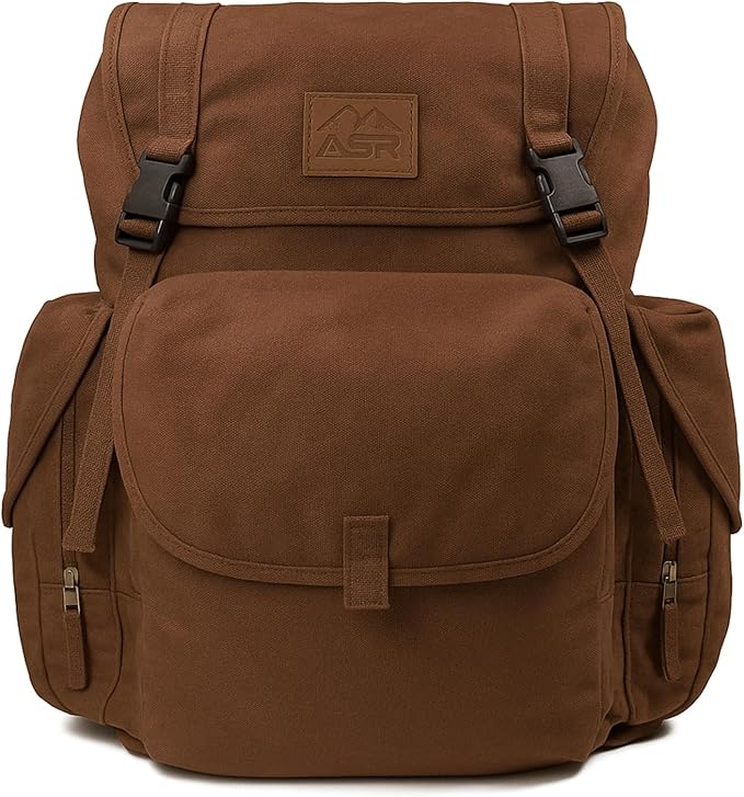 ASR Outdoor 30L Heavy Duty Gold Prospecting Backpack, Canvas Camping Rucksack (Brown)