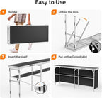VINGLI 78" Portable Bar Table, 2-Tier Shelves, Mobile Bar Table for Events, Party, Camping, Picnic, Tradeshow, Indoor with Black Skirt (1, 78")