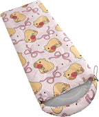 Colorful Bow Sleeping Bag, 3 Season Warm Cool Weather, Hand Drawn Bow Camping Sleeping Bag for Adult, Cute Bowknot Camping Backpacking for Outdoor Traveling Hiking Hunting Gear Equipment
