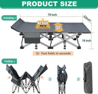 LILYPELLE Folding Camping Cot, Extra Wide Heavy Duty Sleeping Cots with Carry Bag, Double Layer Oxford Portable Travel Camp Cots for Home, Office Nap and Outdoor Beach