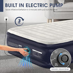 Air Mattress Full with Built in Pump,18''Raised Blow Up Mattress 2 Mins Self-Inflation/Deflation,Upgraded Thicker Inflatable Mattress，Air Bed with Storage Bag for Guests,Home，Camping，660 lbs Max