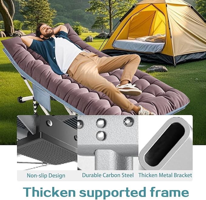 Oversize Camping Cot 2 Pack XXL Camping Bed with Comfortable Mattress Extra Large Sleeping cots for Adults Portable Cots Include Carry Bag for Adults Easy to Set Up Cots Indoor Outdoor Office Nap