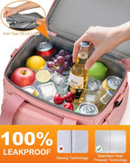 Lunch Box For Men Women Double Deck Insulated Lunch Bag For Men Woman Leakproof Expandable Cooler Bag with Adjustable Shoulder Strap for Kids Shool Work Picnic Camping(Pink,Large)