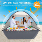COMMOUDS Beach Tent Sun Shade for 3/4/6/8 Person, UPF 50+ Beach Sun Shelter Canopy Tent, Lightweight, Easy Set Up and Carry